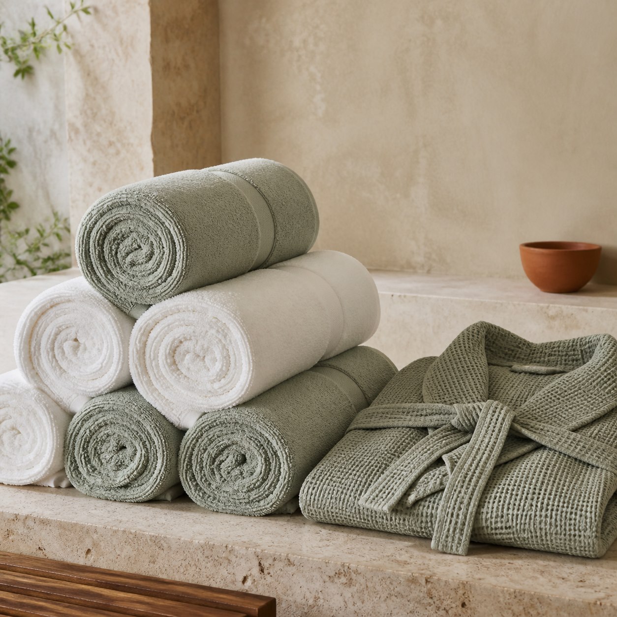 Полотенца и халат для SPA